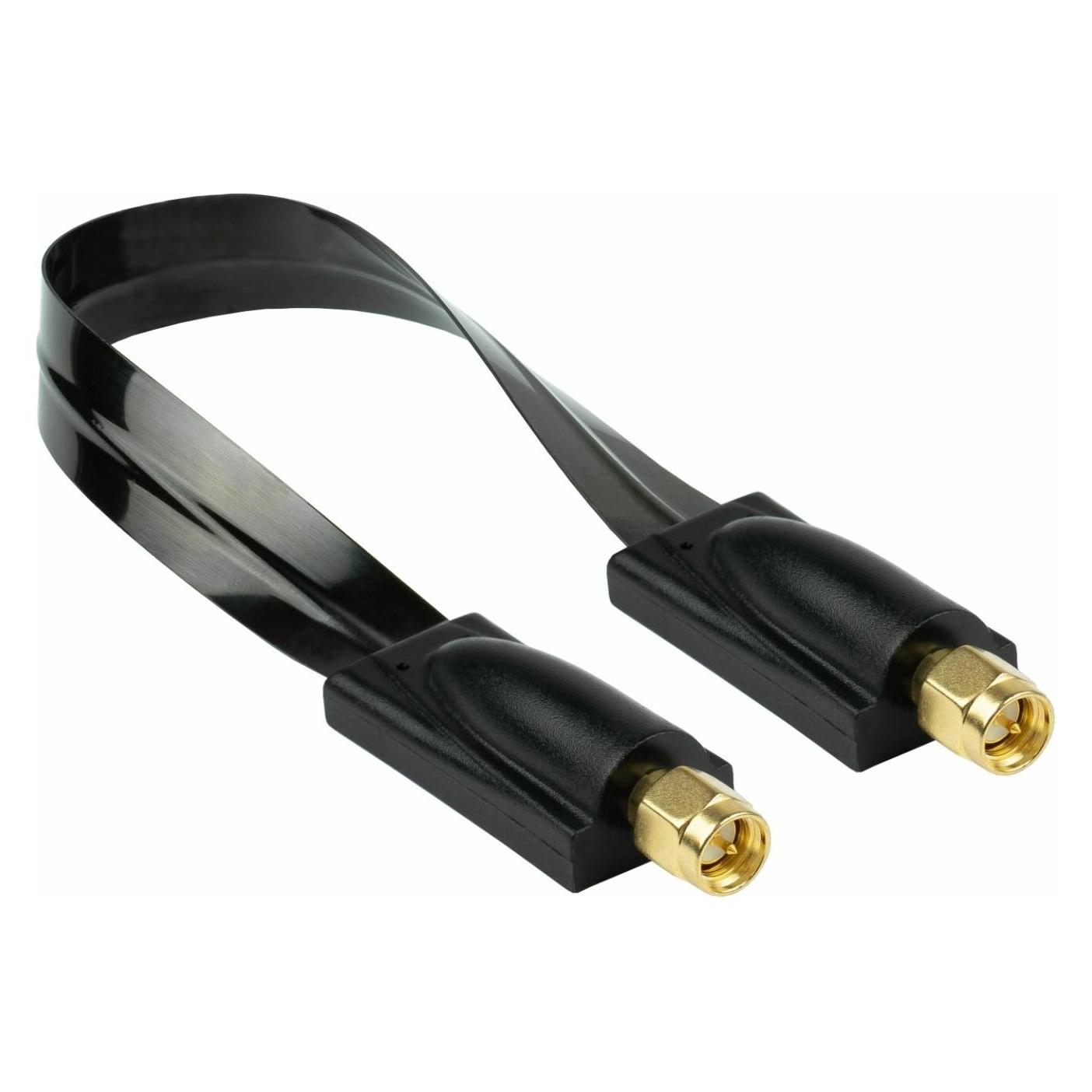 Kabelmeister Koaxial HF Fensterdurchführung, SMA Stecker an SMA Stecker, schwarz, 0,2m (Antennenkabel) (FD-S20MM)