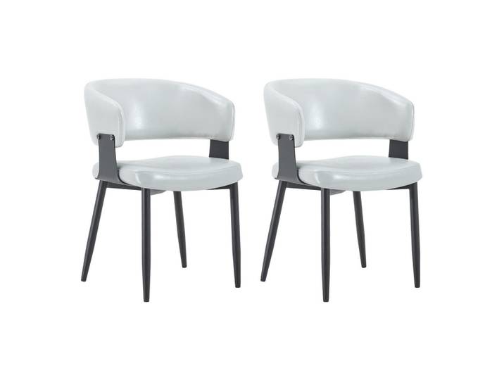 ComfortXL Armlehnstuhl-Set De-36713 2 Stück im Mid-Century-Modern-Stil Grau, Metall, 48x77.3x46.5 cm, Esszimmer, Stühle, Armlehnstühle