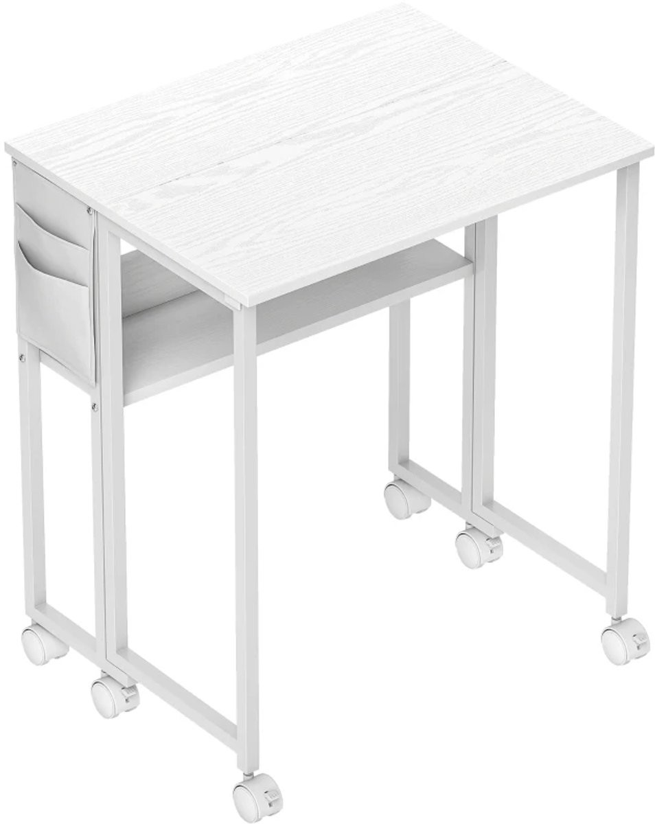 Zylaro Opklapbaar Bureau met Wielen en Open Schap, Wit