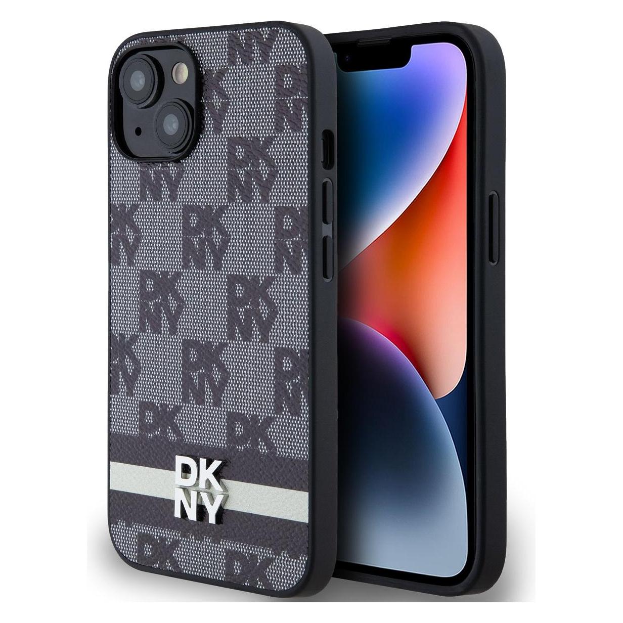 DKNY DKHCP14SPCPTSSK iPhone 14 / 15 / 13 6.1" czarny/black hardcase Leather Checkered Mono Pattern & (Apple iPhone 13, Apple iPhone 14, Apple iPhone 15) (1714462325)