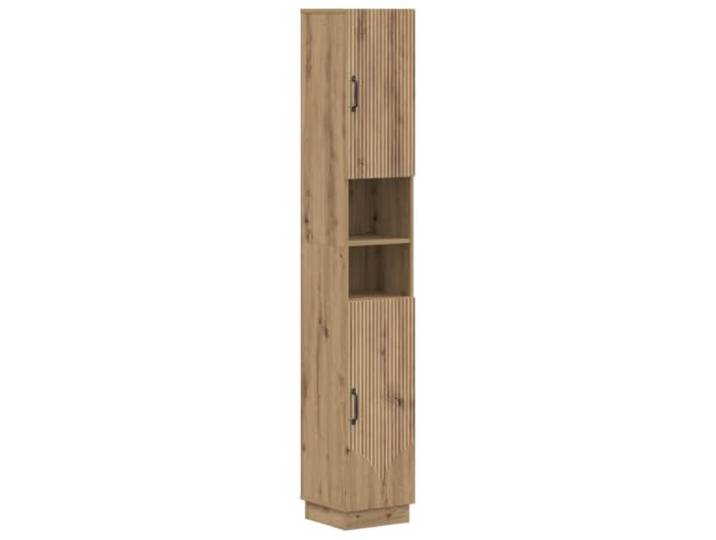PUGYNBK 3-teiliges Badezimmermöbel-Set aus behandeltem Holz Wendbare Türen, kompaktes Design, offenes Regal, hoher Schrank für kleine Räume