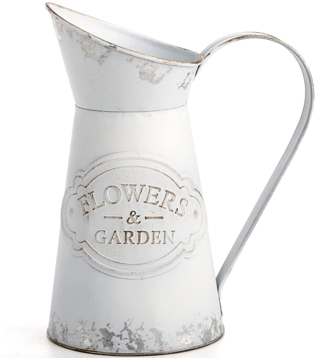 SnelShoppen Rustieke Shabby Chic Vaas - Gegalvaniseerde Metalen Melkkan - Vintage Decoratieve Kruik in Franse Stijl