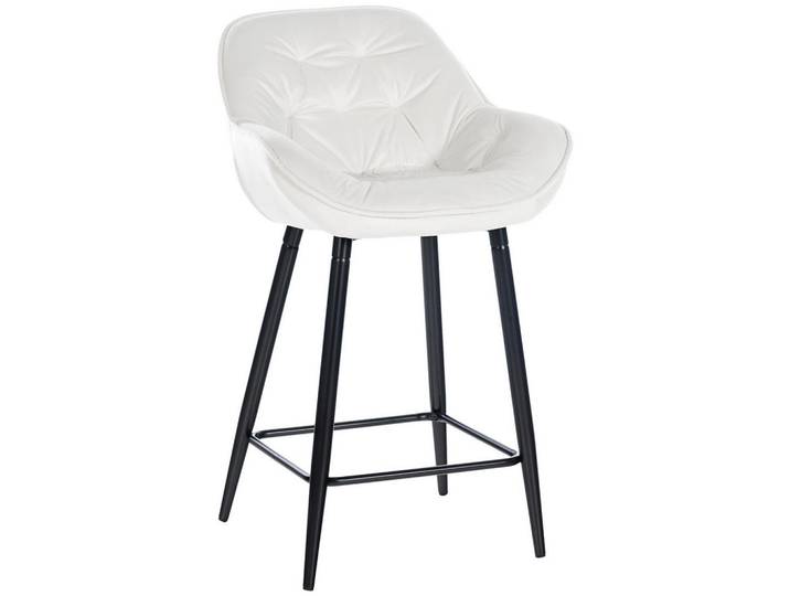 CLP Barhocker Samt cremeweiß, Weiß, Metall, 54x103x57.5 cm, Esszimmer, Barmöbel, Barhocker