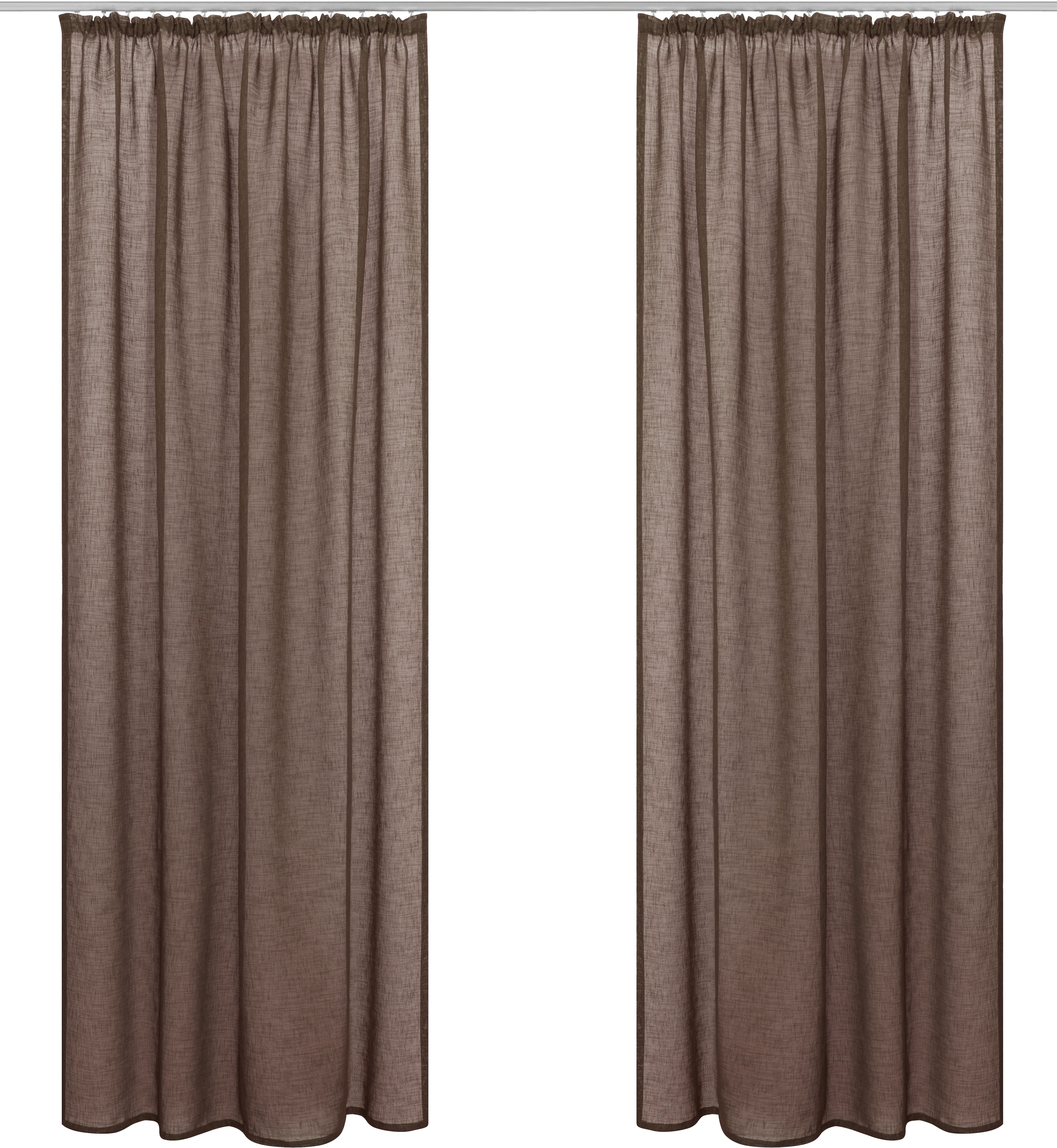 Gardine OTTO HOME "Fiete" Gr. 5, braun, B:140cm H:265cm, Polyester, Gardinen, Gardine, Leinen Optik, Sichtschutz, halbtransparent, einfarbig, Leinenoptik
