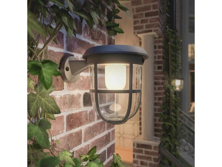 Philips LED-Solar-Wandleuchte Radii, schwarz, Kunststoff, Modern, Wandlampe