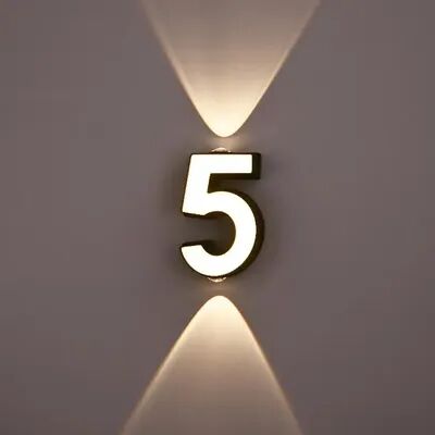 Silver Stone Store Waterproof LED Wall Lamp, Digit Number Display, Modern Minimalism Style For Porch, Garden, Indoor & Outdoor Aluminum warm White 3000k 5