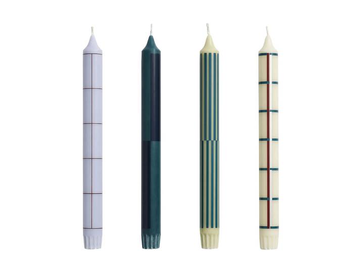 HAY Bougies Pattern mix lot de 4 Green-silver