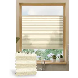 Plissee ohne Bohren nach Maß, Creme 115020, 30 x 80 cm, Plissee individuell maßangefertigt