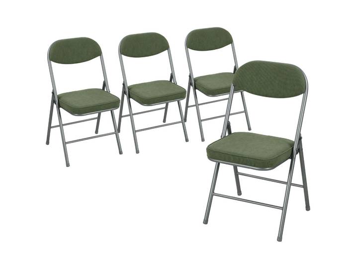 Homcom Klappstuhl 4er Set Polyester Stahl Grün, Metall, Füllung: Schaumstoff, 45x82x48.5 cm, Esszimmer, Stuhl, Klappstühle