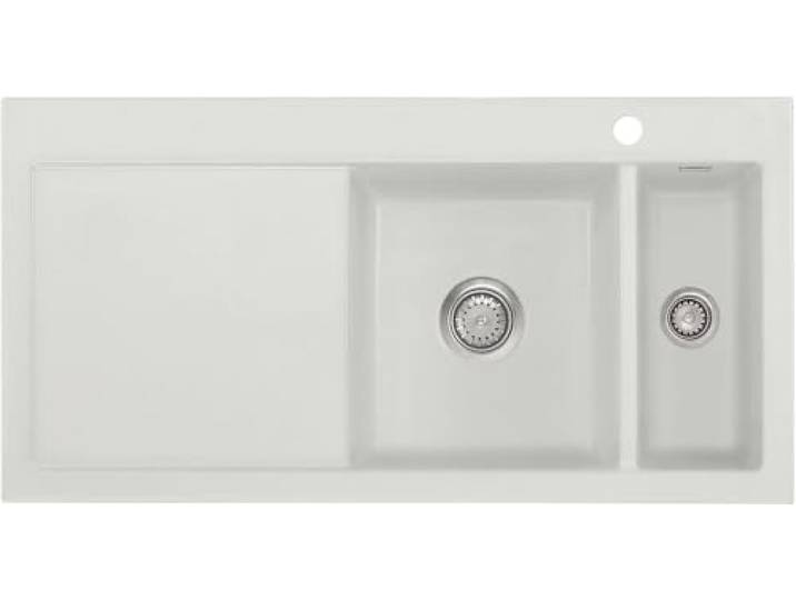 Flächenbündige Spüle MERA 100 F in ALU Becken rechts - Handbetätigung