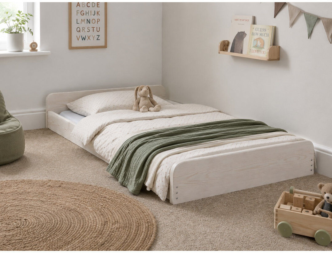 Harriet Bee Leon Montessori Heavy Duty Solid Pine Bed Frame White Double (4'6)