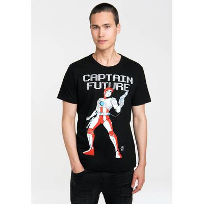 T-Shirt LOGOSHIRT "Captain Future", Herren, Gr. XL, schwarz, 100% Baumwolle, bedruckt, normal, Rundhals, Shirts T-Shirt, mit coolem Captain Future-Frontprint