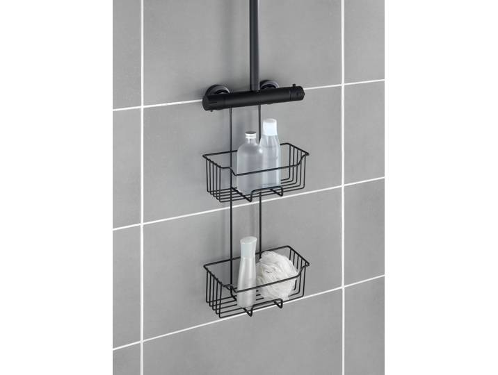 étagère douche Milo Panier : acier inoxydable, laqué Embouts : PET Noir/Noir 55cm