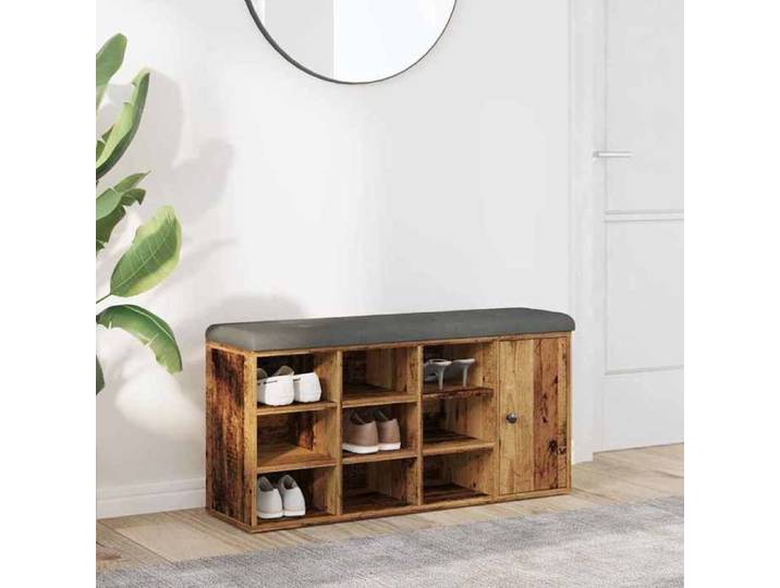 Banc à chaussures vieux bois 102x32x50 cm bois d'ingénierie banc banc de rangement siège de couloir 857621