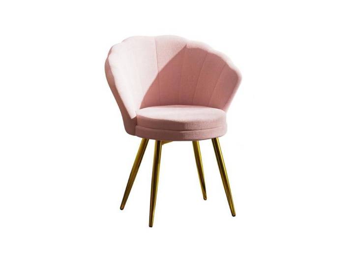 JEOBEST Chaise de Coiffeuse Fauteuil Coquille en Tissu Peluche Fauteuil avec Accoudoirs pour Salon Salle À Manger Chambre Rose