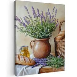 LEINWANDBILD Lavendel - Brot - Stilleben Room Decor 30x40 cm