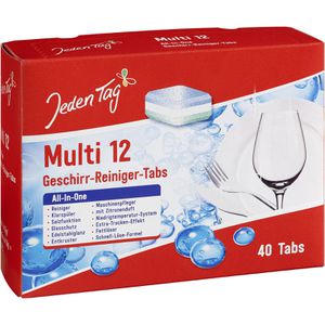 JedenTag Spülmaschinentabs All in One, Zitrone, Geschirr-Reiniger, für Reinheit und Glanz, 40 Tabs