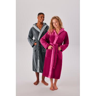 Unisex-Bademantel OTTO HOME "Miia, ideal für Sauna, Spa & im Urlaub" Gr. L, pink (beere, pink), L:125cm, Microfaser, Hausmäntel, weich und kuschelig, plüsch, für Damen und Herren, S-XL