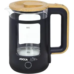Jocca JOCCA Elektrischer Wasserkocher schwarz, 1,8L, Borosilikatglas, 360° Basis, Schnellkoch