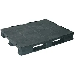 BRB Kunststoffpalette mit 3 Kufen, LxBxH 1200 x 1000 x 150 mm, schwarz, mit Sicherungsrand