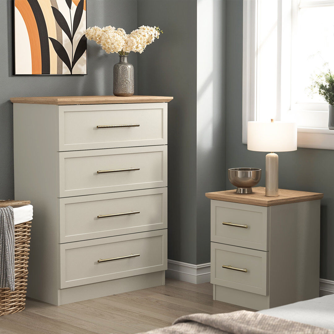 August Grove Arata Storage Duo Bedroom Set Light Grey
