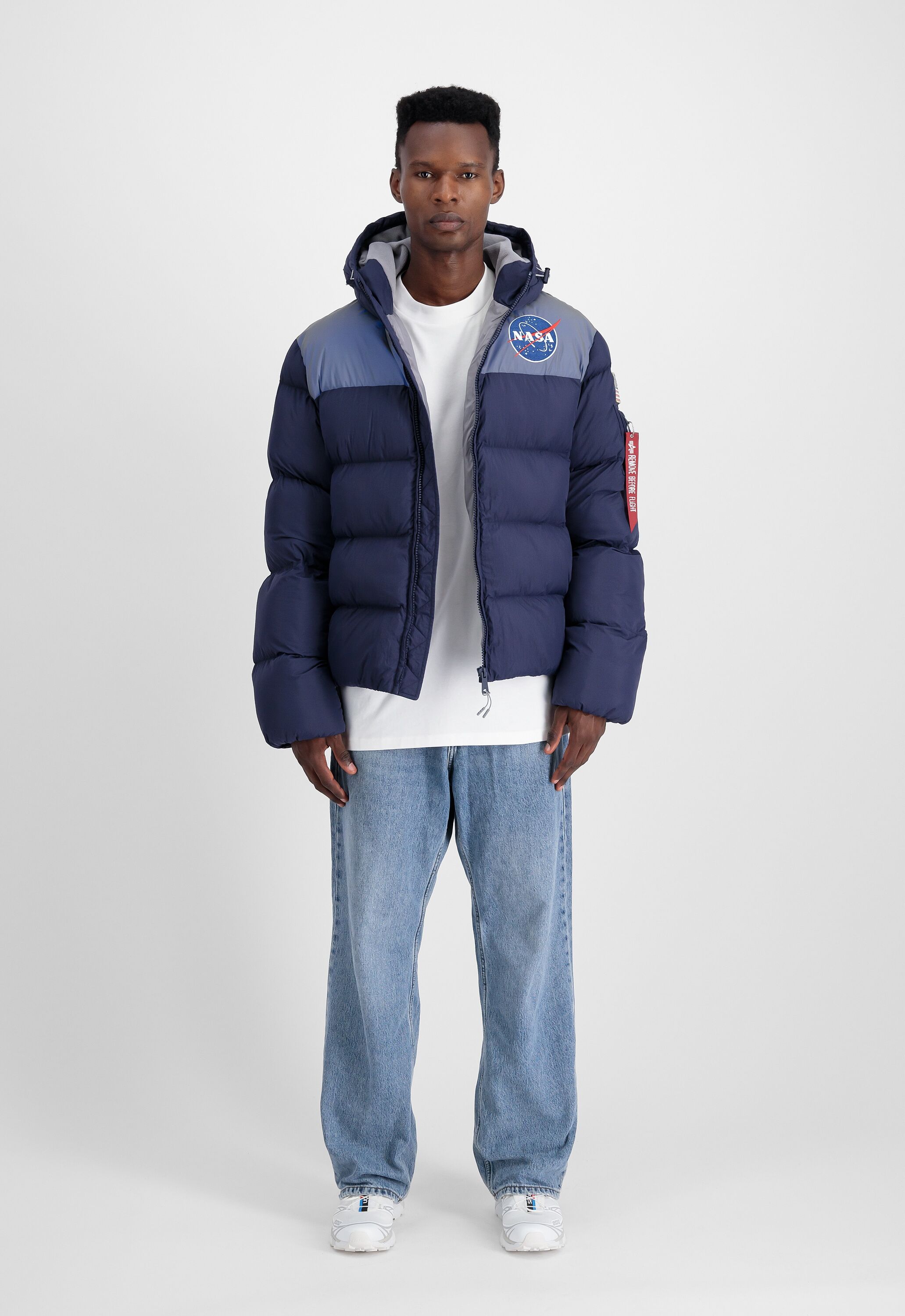 Winterjacke ALPHA INDUSTRIES "HP NASA Jacket", Herren, Gr. M, blau (ultra navy), Obermaterial: 100% Nylon, Lining/Füllung: 100% Polyester, Jacken Winterjacke ultra navy M