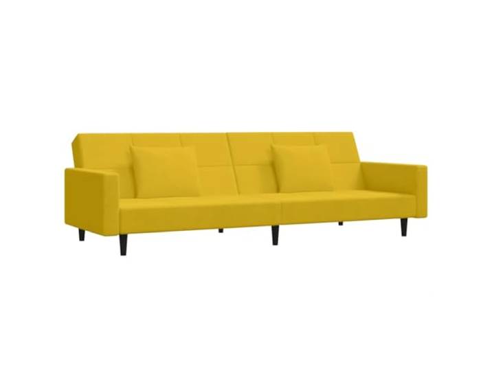 Coespram Schlafsofa 2-Sitzer mit 2 Kissen Klappsofa Samt Gelb Verwandlung zum Gästebett fürs Schlafzimmer und Wohnzimmer durch geteilte Rückenlehne inklusive Zierkissen.