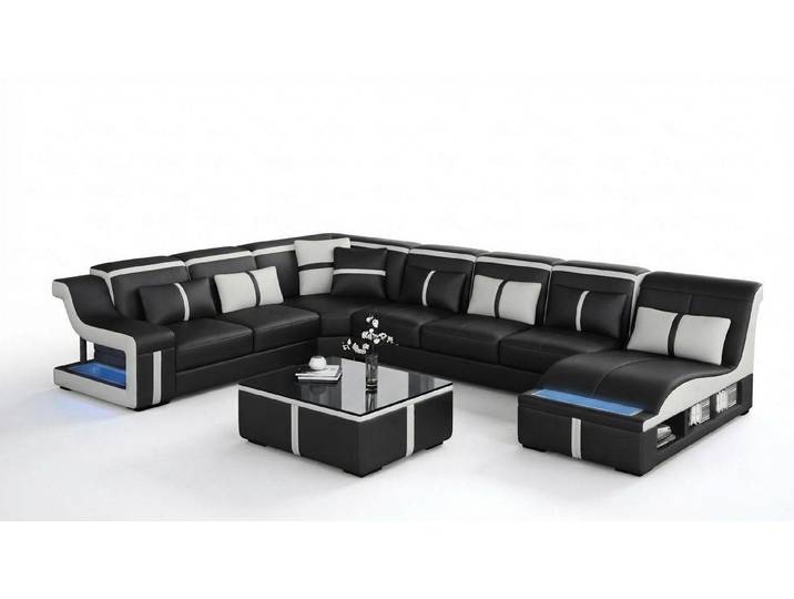 JVmoebel Wohnlandschaft Elegantes Ledersofa in U-Form mit USB-Schnittstelle, Made in Europa