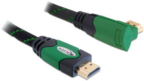 Delock HDMI Anschlusskabel HDMI-A Stecker 1m Schwarz, Grün 82951 Rund, 4K UHD, vergoldete Steckkontakte, verdrillt HDMI-Kabel