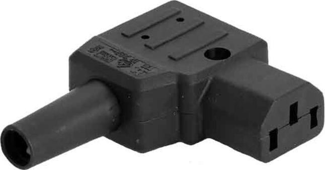 Bachmann koppelstuk voor elektrische apparaten, IEC320 C13, haaks, 10A/250VAC, met schroefklemmen, zwart