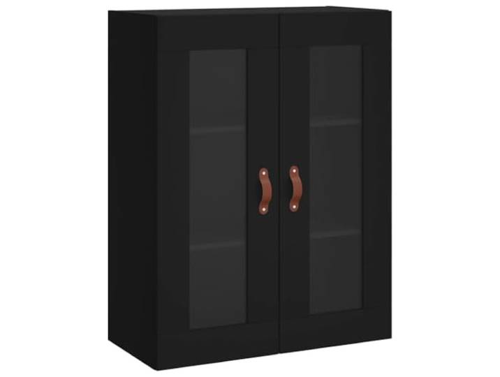 Wandschrank Schwarz 69,5x34x90 cm aus Holzwerkstoff mit Glastüren Schwebeschrank, Wandmontage, viel Stauraum, glatte Oberfläche, robust, vielseitig für Wohnräume