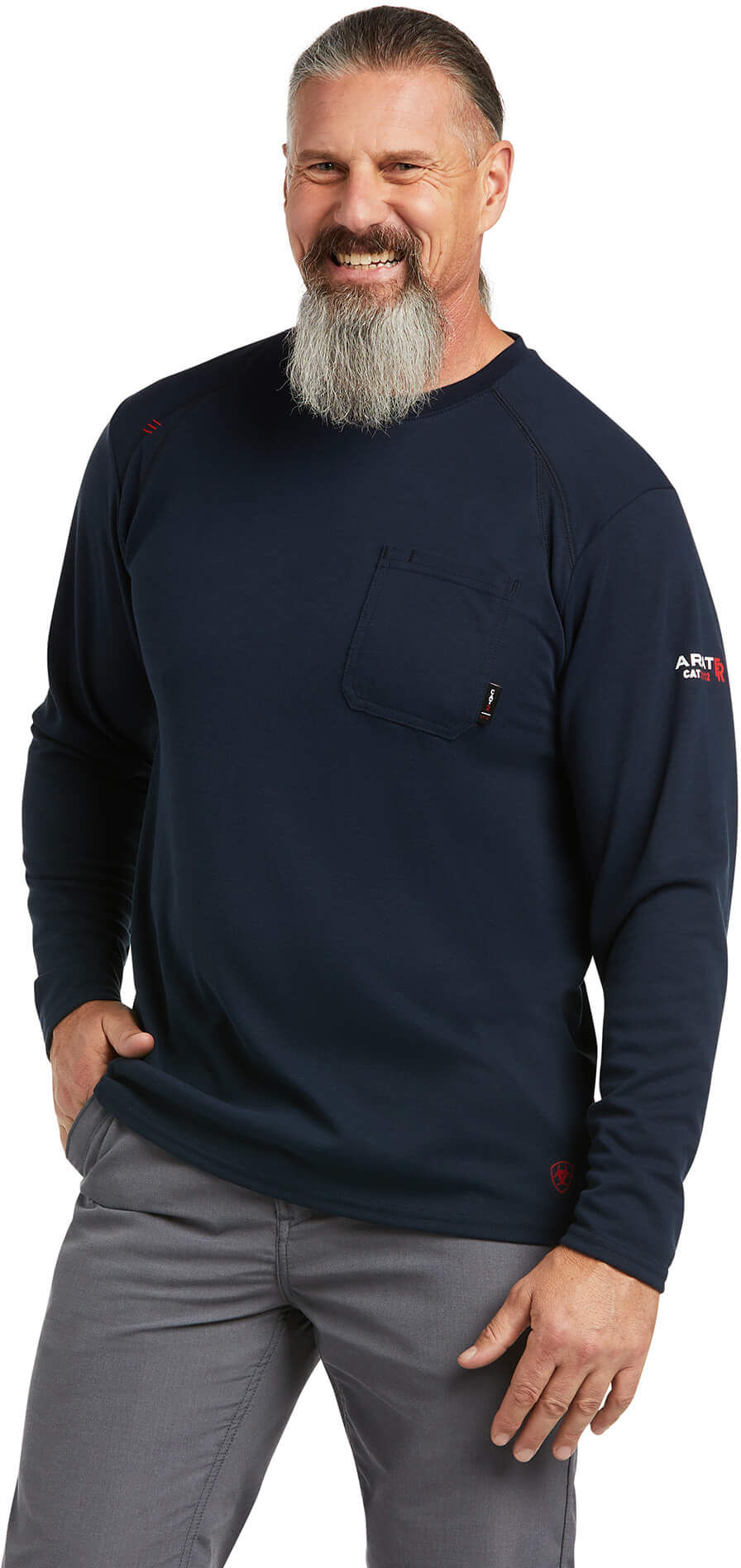 Men's Flame-Resistant Max Protect Inherent T-Shirt in Navy, Size: Small by Ariat