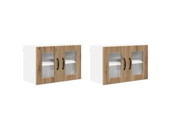 IBUQDDV Wandglas-Schrank Porto 2 STK. Holzwerkstoff Artisan-Eiche Küche Wandmontage,Innenbereich,Küchenutensilien,Regalböden,vertikaler Raum,Arbeitsfläche frei