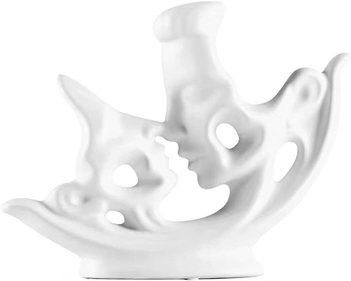 Wit Keramisch Lover Beeldje voor Woonkamer Decoratie - 20 cm Hoog