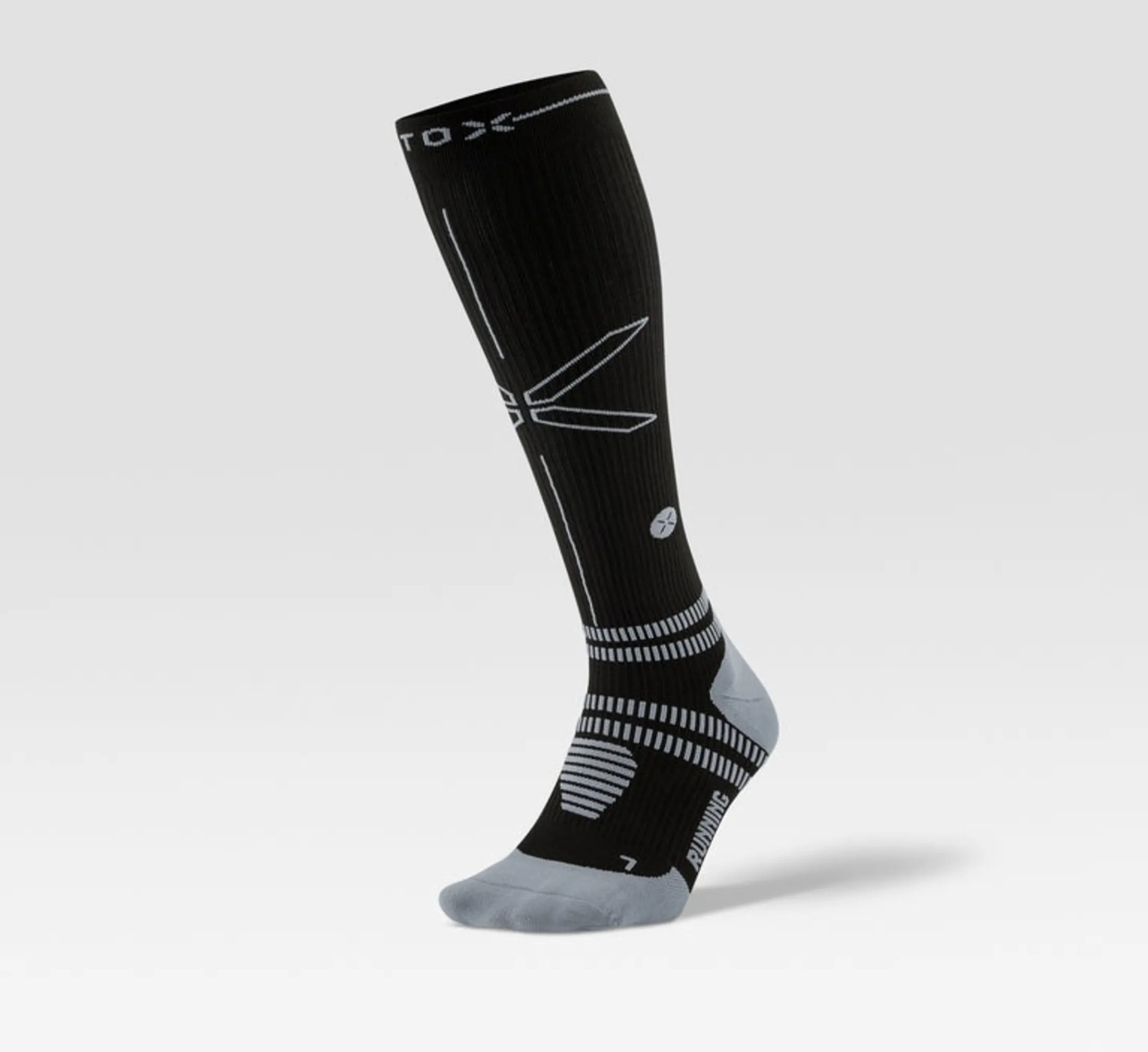 Stox Socks Stox Running Socks Hardloop Compressiekousen Heren (Maat - 40-44, Kleur - Black/grey)