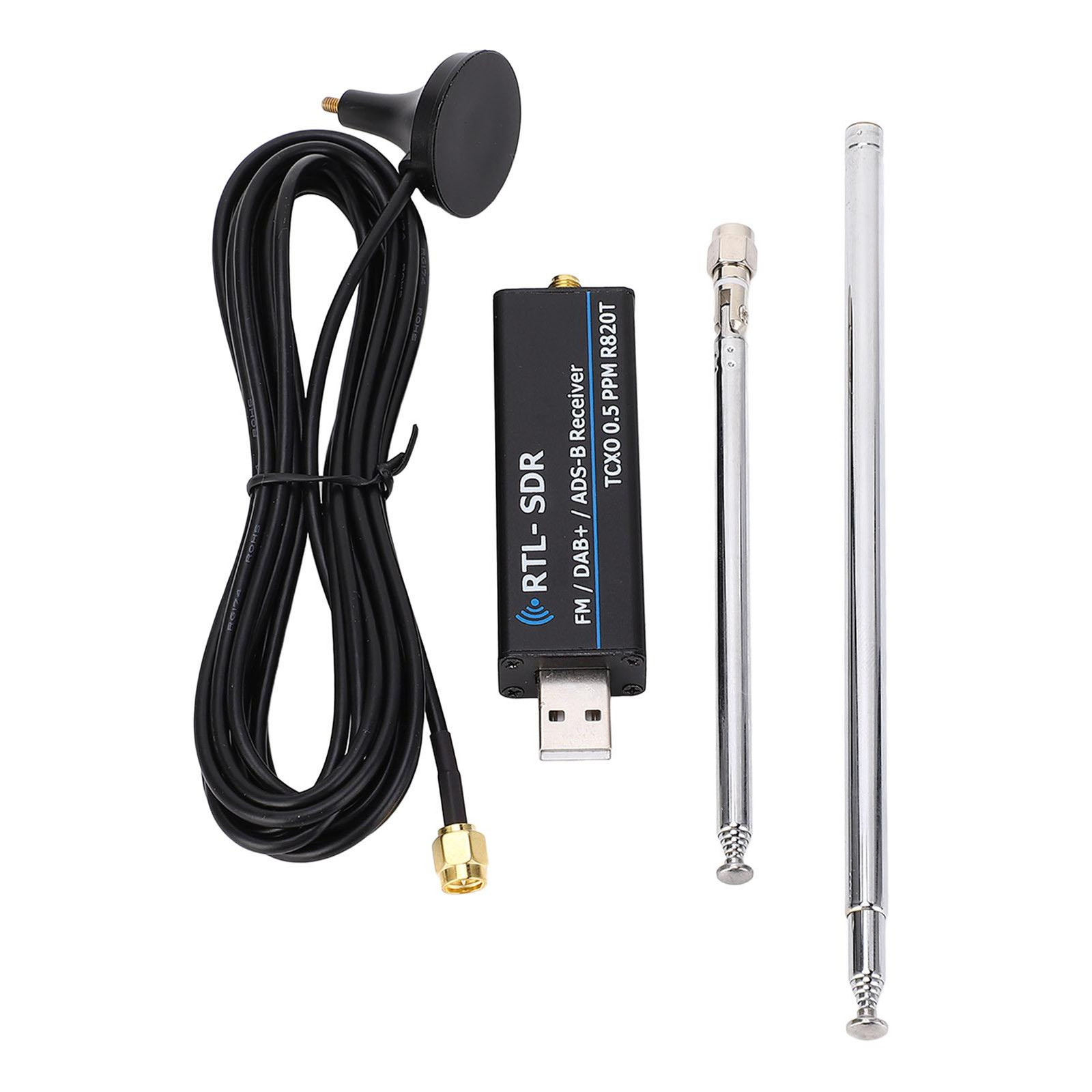 Cocosity RTL SDR-ontvanger met frequentiebereik 100 kHz tot 1766 MHz, RTL2832U, R820T2, 0,5 PPM TCXO en USB-aansluiting voor software-gedefinieerde radio