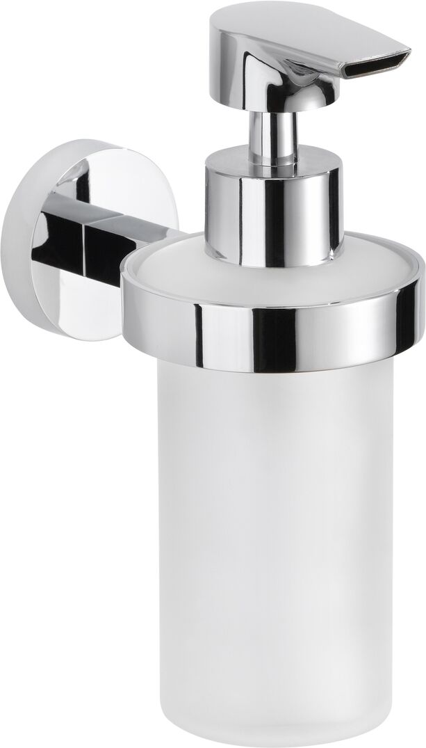 Nie wieder Bohren Distributeur de savon nwb, verre dépoli, Ø 75 mm, chromé