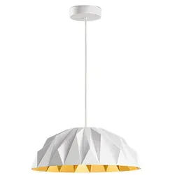 Moderne LED-Pendelleuchte, Metall- und Acrylkonstruktion, zweifarbig mattweiß und mattgold, 20 W, 3000 K – Perenz