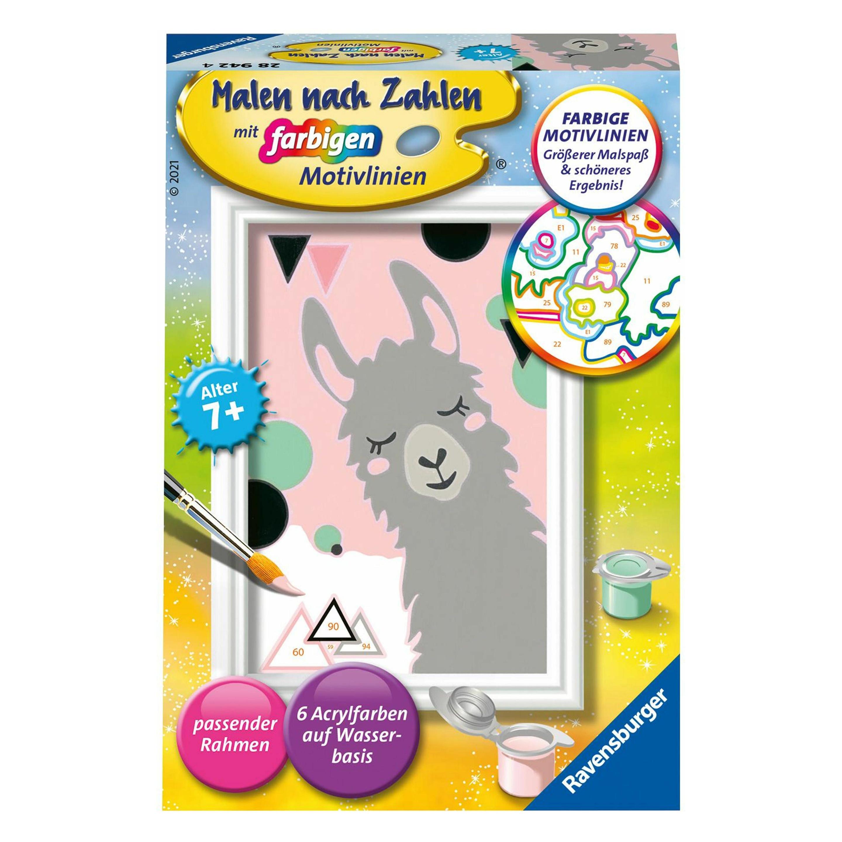 Ravensburger Malen nach Zahlen 28942 - Glückliches Lama - Kinder ab 7 Jahren (00.028.942)