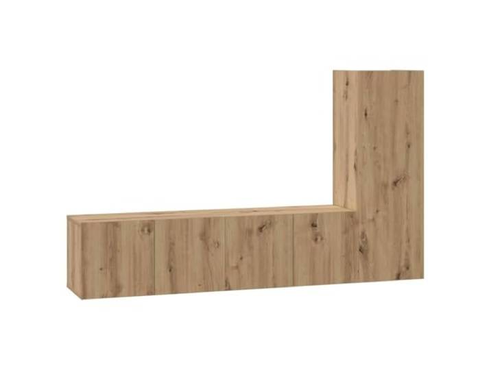 GKHPYURE TV-Möbel-Set 3-teilig Eiche Kunsthandwerk Holz mehrschichtig Wandmontage, 2 Scharniertüren, 3 Einlegeböden, 180 kg Tragkraft, einfache Montage