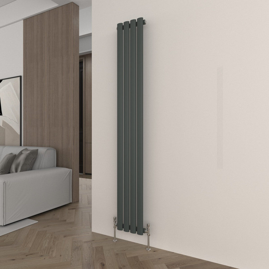 Belfry Heating Vertical Oval Panel Radiators Gray 1,600mm H