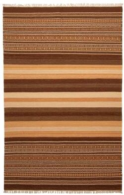 ECARPETGALLERY Flat-Weave Boho Brown Wool Kilim - 5'2 x 7'11