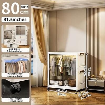 Inspired Finds Transparent Foldable Mobile Wardrobe Closet 31.50in Large Capacity Organizer 1 Large