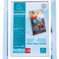 Exacompta 87058HD 10x Exacryl, Set mit 10 Tischaufstellern 105x74 mm/A7 Hochformat - Kristall
