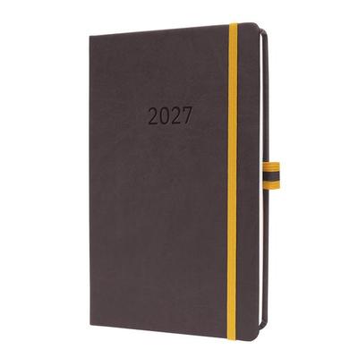 SIGEL L2707 Wochenkalender Linescape 2027 DE, ca. A5, Hardcover, dunkelgrau/gelb
