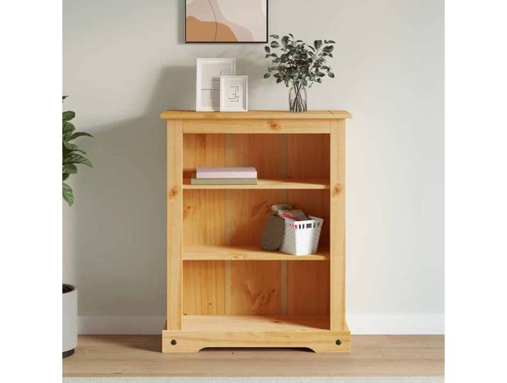 Bibliothèque en pin mexicain - Happiness - 3 niveaux - 80x29x100 cm - Bois de pin massif ciré - Marron