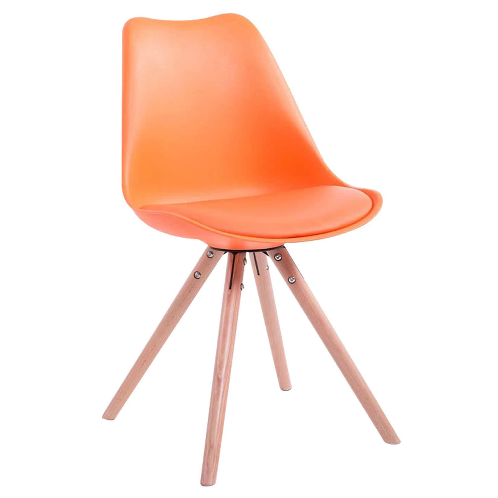 CLP Besucherstuhl Toulouse Natura Rund - Farbe: orange, Gestellfarbe: natur