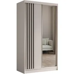 SCHWEBETÜRENSCHRANK Nela 120/216/61 kaschmir+schwarz mit Schubladeneinsätze