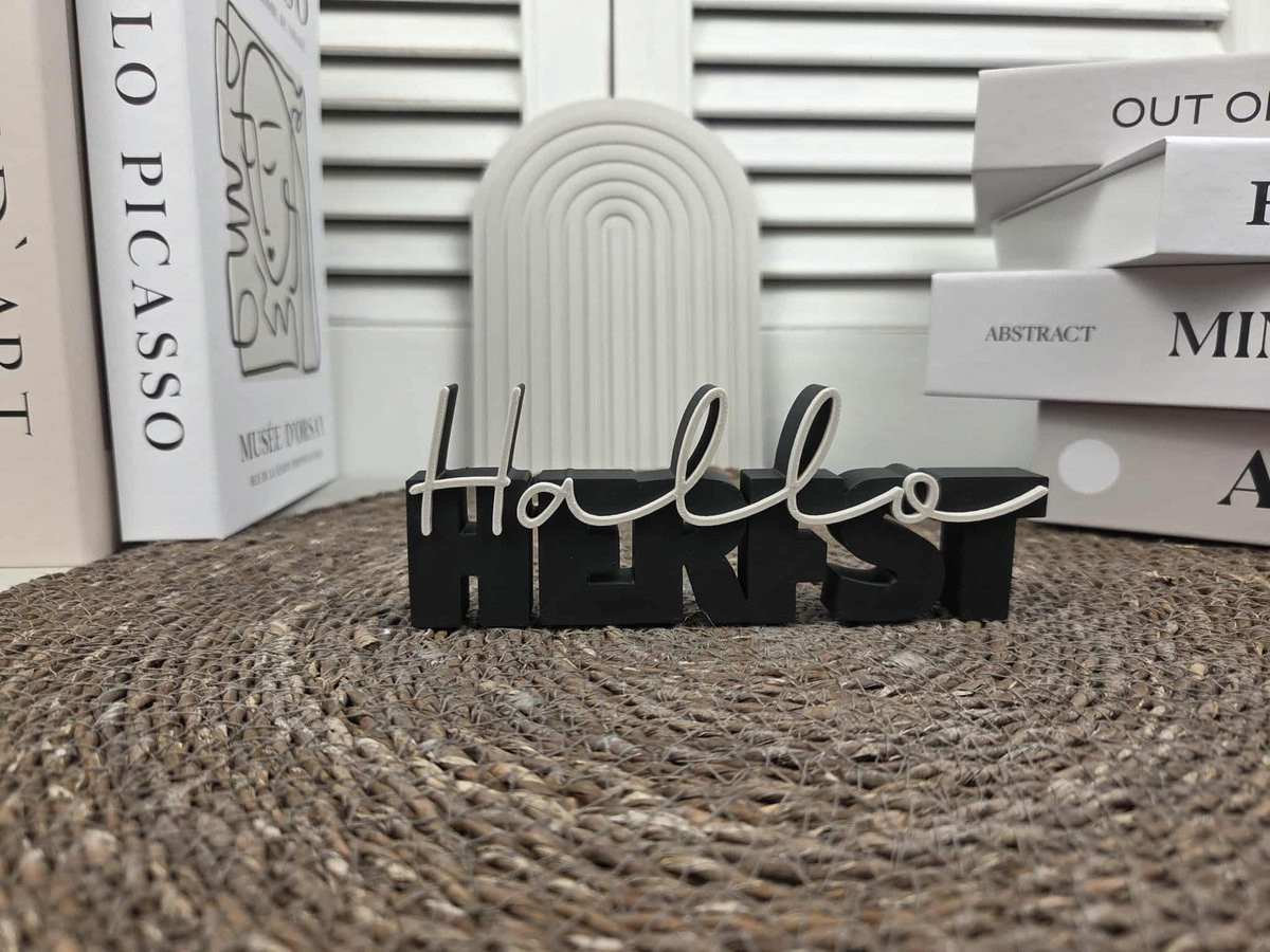 RoNa Design Staande tekst Hallo Herfst - Zwart en Off White - Decoratie - 15 cm