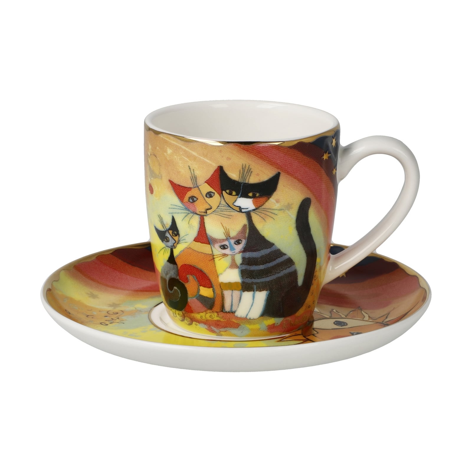 Goebel Rosina Wachtmeister espressobekers met katten in de herfst